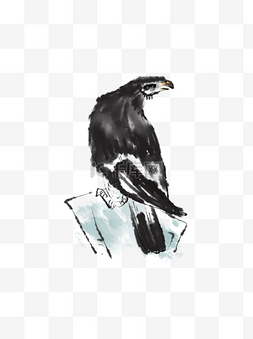 水墨动物—鹰商用中国画毛笔画