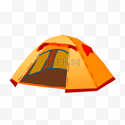 露宿野营图片_黄色卡通撑开的帐篷