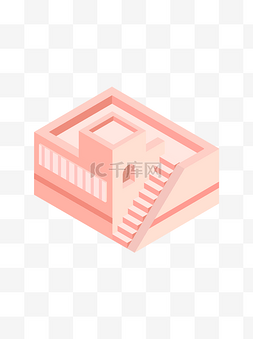 房屋建筑元素图片_2.5D粉色房屋建筑
