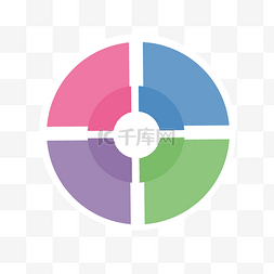 彩色圆形分解分类图标