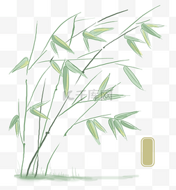 中国风水墨淡彩竹子