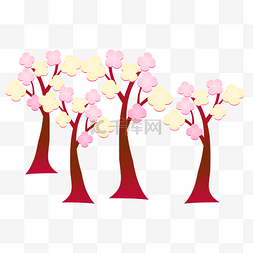 浪漫花朵树木插画