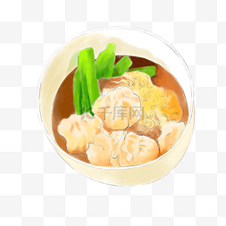 面图片_美食插画食物早餐云吞面