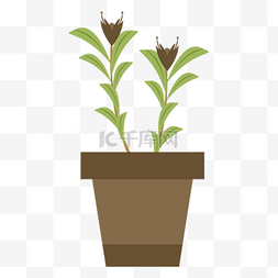 矢量篮子图片_手绘绿色盆栽卡通植物花卉