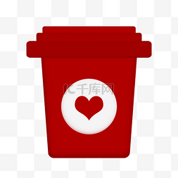 手绘咖啡杯子图片_手绘红色爱心扁平外卖手拿咖啡杯