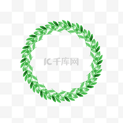 矢量手绘线条树枝图片_矢量手绘绿色植物花环