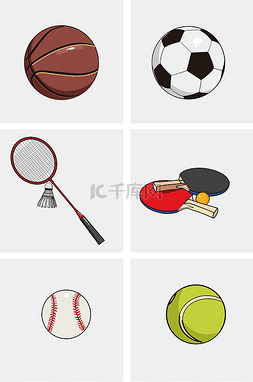 足球篮球网球图片_手绘球类插画