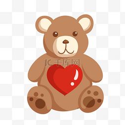 棕色小熊爱心图片_可爱的棕色小熊插画