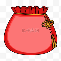 红色的中国结图片_新年红色的福袋边框