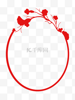 春节手绘边框图片_新年边框红色喇叭花手绘边框