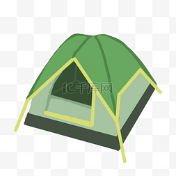 露宿野营图片_手绘绿色帐篷插画