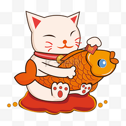 日系吉祥招财猫手绘