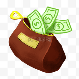 棕色的钱包图片_卡通钞票钱包插画