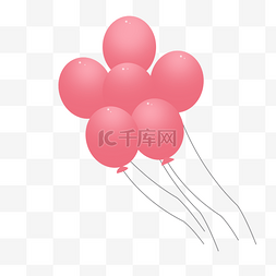 手绘气球矢量图片_情人节粉色气球雨漂浮卡通插画PNG