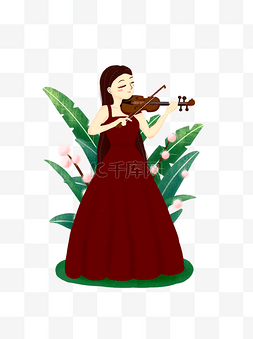 小猪拉小提琴图片_美女小提琴乐器演奏