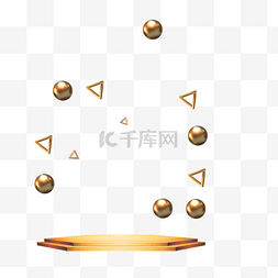 电商金色小球图片_C4D悬浮装饰金色悬浮小球悬浮装饰