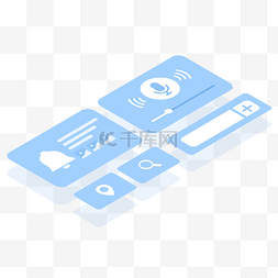 科技2.5装饰图片_2.5d立体蓝色系科技风网页模块免