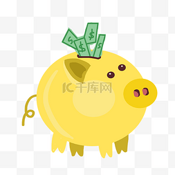 金猪存钱罐手绘插画