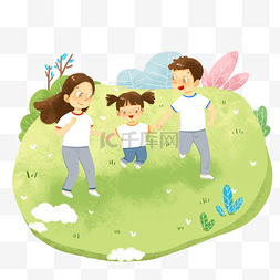 爸妈幸福儿女幸福图片_一家三口在草地上玩耍