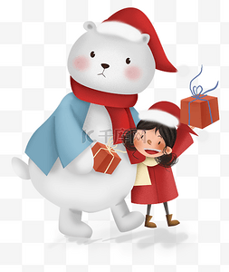 圣诞节活动图片_圣诞节小熊和女孩