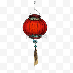 中国红灯笼装饰传统水墨国画春节