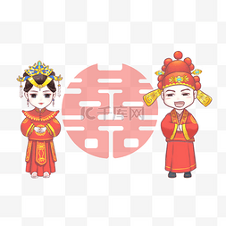 中式婚礼元素图案图片_复古中式婚礼主题插画