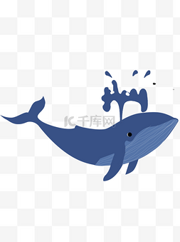 可爱喷水鲸鱼装饰元素