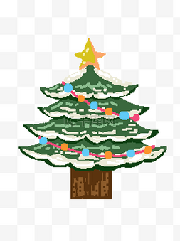 圣诞彩绘装饰图片_彩绘一棵圣诞树设计可商用元素