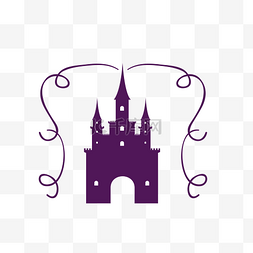 卡通紫色城堡矢量素材