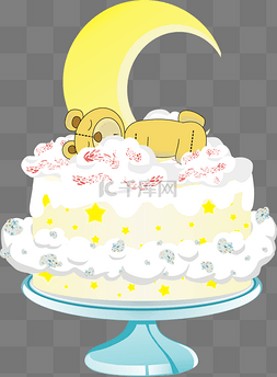 宝宝广告图片_可爱熊宝宝月亮蛋糕手绘生日蛋糕