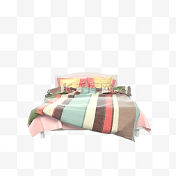 双人床图片_3D写实风格双人床