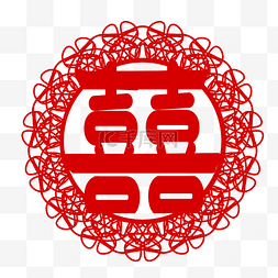 中国红色花边图片_红色传统剪纸喜喜字