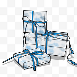 蓝色彩云礼物礼品盒盒子520情人节