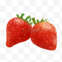 手绘插画水果草莓图片_两个草莓手绘插画