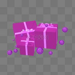 紫红色卡通图片_C4D圣诞节紫色礼盒电商装饰