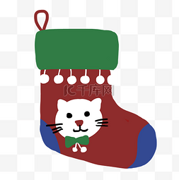 袜子免抠图片_圣诞节猫咪袜子卡通
