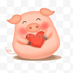 小猪插画图片_手绘爱心小猪插画