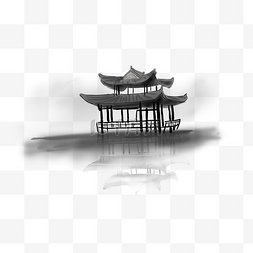 古典建筑手绘图片_中国水墨手绘风景