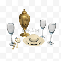 碗筷图片_厨房餐具碗筷玻璃杯组合