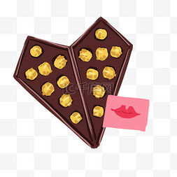 巧克力豆手绘图片_手绘心形爱情巧克力盒插画