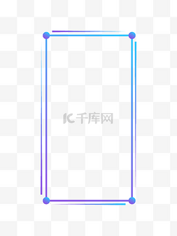 蓝色简约线条竖长方形海报边框