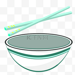 盆子碗筷图片_白色的碗筷手绘插画
