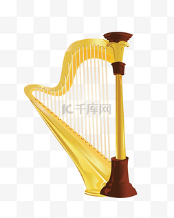 欧美古典花纹边框图片_金色现代乐器竖琴