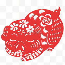 红色花纹猪设计插画