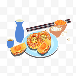 中秋节月饼美食主题插画
