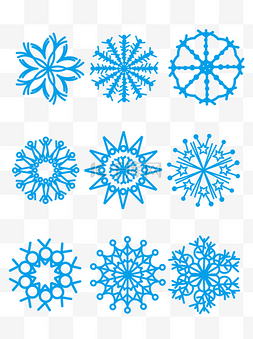 蓝色冬日雪花图片_雪花矢量图标圣诞节蓝色冬季卡通