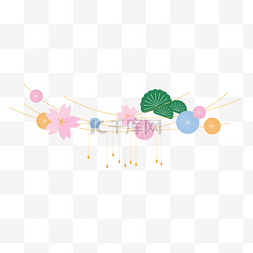 日式雨伞图片_链条樱花设计挂饰装饰矢量