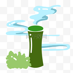 绿色的工厂图片_环境污染装饰插画