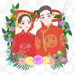 中式结婚素材图片_小清新婚礼传统服装新人甜蜜PNG图