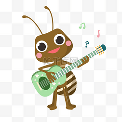 弹吉他的卡通图片_弹吉他的蚂蚁